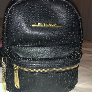 Steve Madden Black Leather Backpack